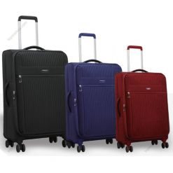 3PCE QUILTED 4 WHEELER SPINNER TROLLEY L-259